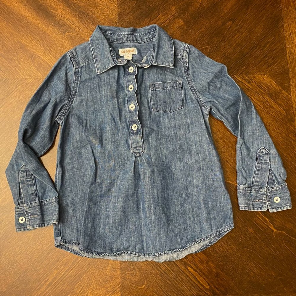 Girls Denim Tunic Shirt Size 5T - Cat & Jack